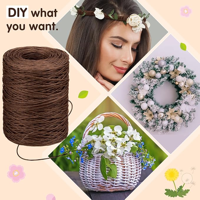 Syhood 1345 Feet Floral Vine Bind Wire Rustic Wrapping Wire for Flower Bouquets(Brown)