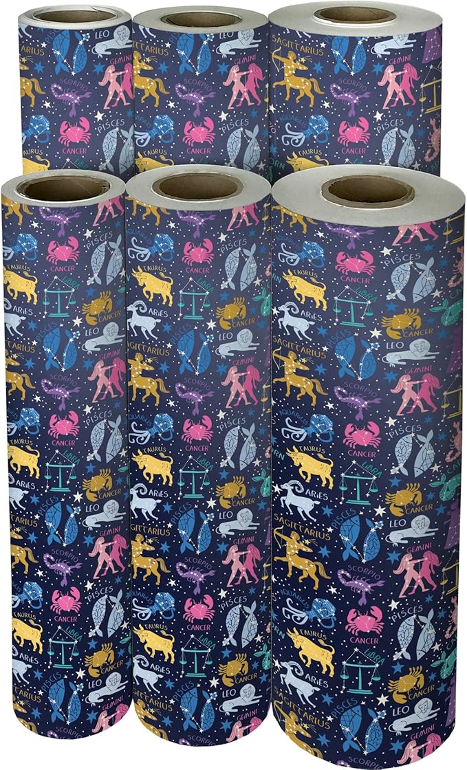 Jillson Roberts Bulk Gift Wrap, Everyday Gift Wrapping Supplies, Astrology, 1/4 Ream 208 feet x 24 inches