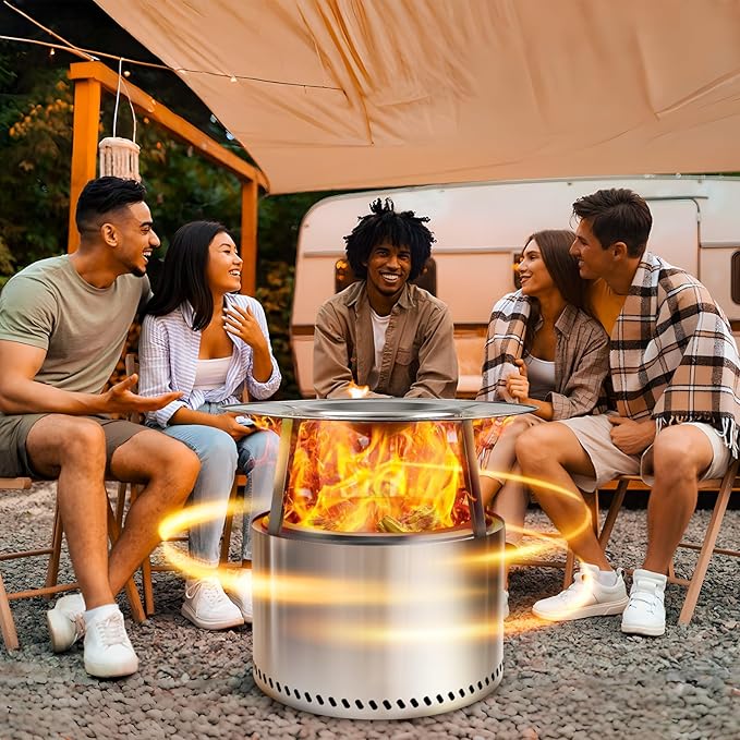 HGD Firepit Heat Deflector for Solo Stove Bonfire & 19.5-20.5" Fire Pits, Portable 304 Stainless Steel Heat Diffuser Captures & Redirects Warmth, Detachable Camping Essential