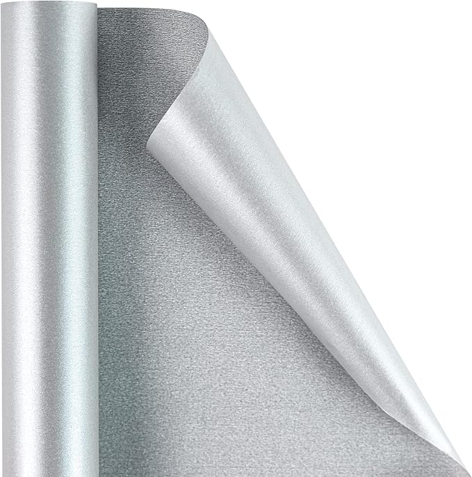RUSPEPA Silver Matte Wrapping Paper - Solid Color Pearly - luster Paper Perfect for Wedding, Birthday, Christmas, Baby Shower -17 Inches X 32.8 Feet