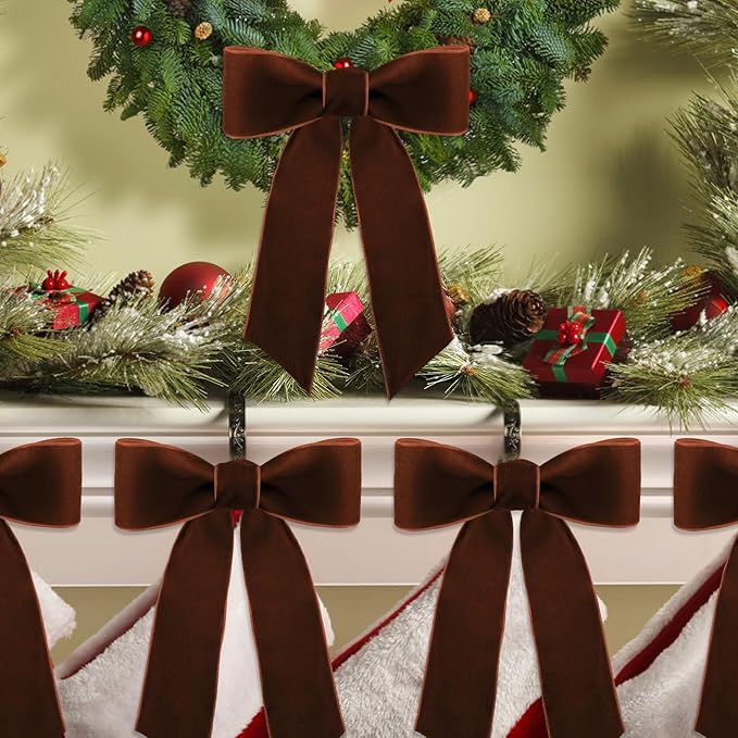 10 Yards Brown Velvet Ribbon 1 1/2 Inch for Christmas Tree,Dark Brown Velvet Christmas Ribbon for Gift Wrapping Crafts Bow Wreath Holiday Decorations (Dark Brown)