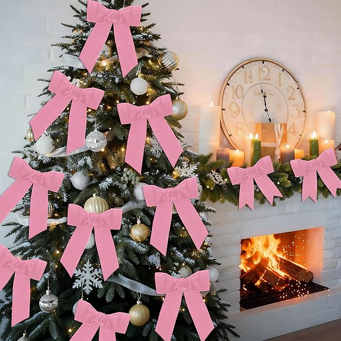 10 Yards Pink Velvet Ribbon 2 Inch for Christmas Tree,Light Pink Velvet Christmas Ribbon for Gift Wrapping Crafts Bow Wreath Holiday Decorations (Pink)