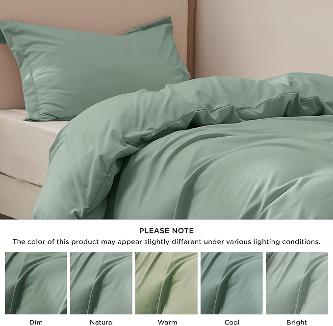 Bedsure Duvet Cover Twin/Twin XL Size - Soft Double Brushed Bedding Set for Kids & Adults, Zipper Closure, 2 Pieces, Includes 1 Duvet Cover (68"x90") & 1 Pillow Sham, NO Comforter, Sage Green
