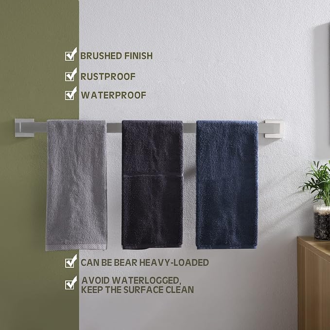 KOKOSIRI 32-Inch Single Towel Bar, Bathroom Kitchen Towel Holder, Wall Mounted SUS304 Stainless Steel Towel Rack, Brushed Nickel, B4003BR-L32