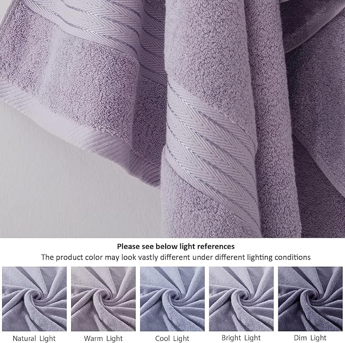 COZYART Lavender Hand Towels for Bathroom 4 Pcs, 13x30 Cotton Guest Hands Towel Set Super Soft Absorbent Durable 650 GSM for Daily Use