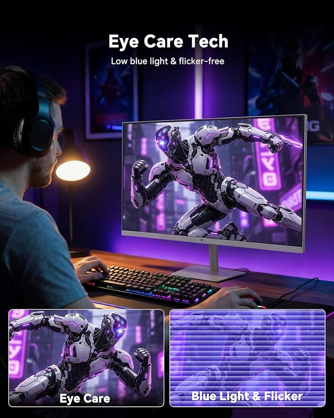 KTC 24 Inch 240Hz Gaming Monitor,1080P PC Computer Monitor with Fast IPS Panel, HDR 400, Adaptive Sync, 1ms(MPRT), 116% sRGB, HDMI Display Port, Eye Care, VESA Mount, White H24F7