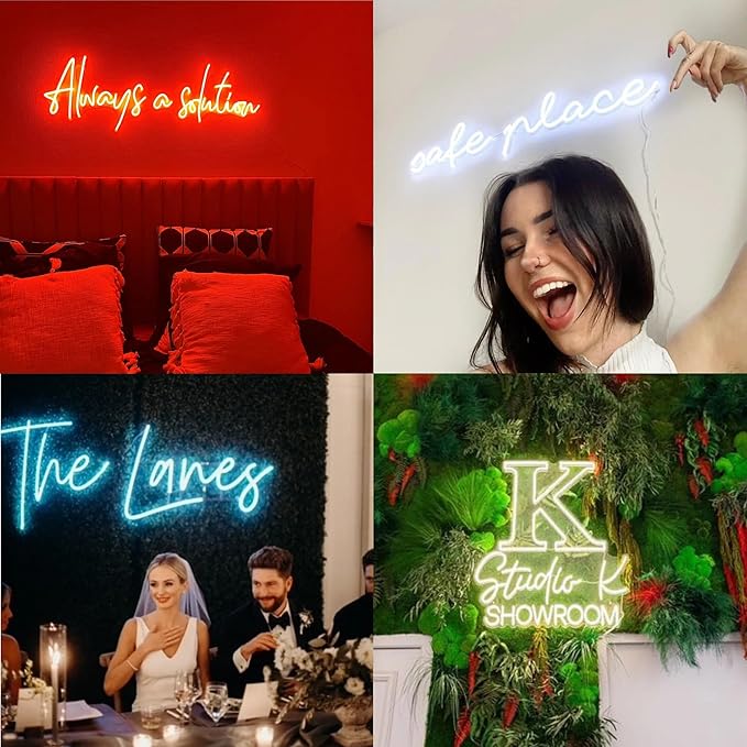 Custom Neon Signs Personalised Large Led Neon Lights Sign Customizable Light up Name Sign for Wall Decor Bedroom Wedding Birthday Party Business Bar Shop Logo Lights
