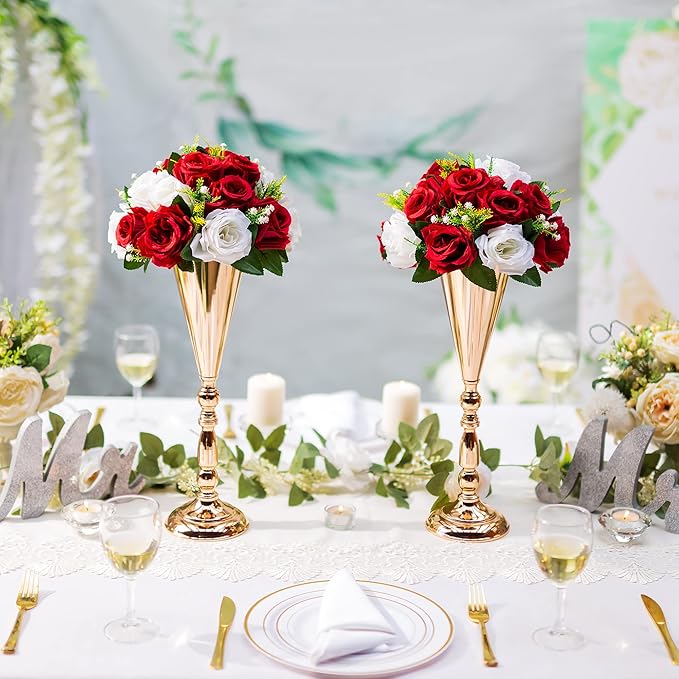 Flower Centerpieces for Wedding Tables: Wedding Table Decorations Crimson&White Flower Balls Centerpieces for Engagement Cerebration Party Center Pieces 2 Packs
