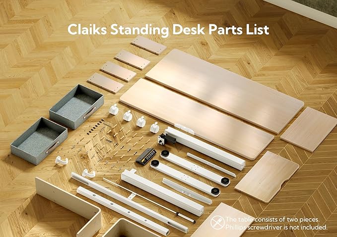 Claiks Standing Desk with Drawers, Adjustable Stand Up Electric Standing Desk Adjustable Height with Storage Shelf and Splice Board, 63 Inch, Natural
