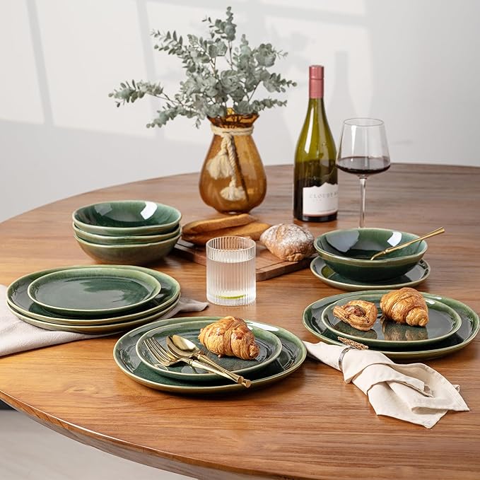AmorArc Ceramic Dinnerware Sets,Handmade Reactive Glaze Stoneware Plates and Bowls Sets,Highly Scratch Resistant | Dishwasher & Microwave Safe Dishes Set,Service for 8 (24pc)