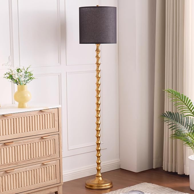EUO 64.5" Black Gold Floor Lamp for Living Room, Brass Floor Lamps for Bedroom