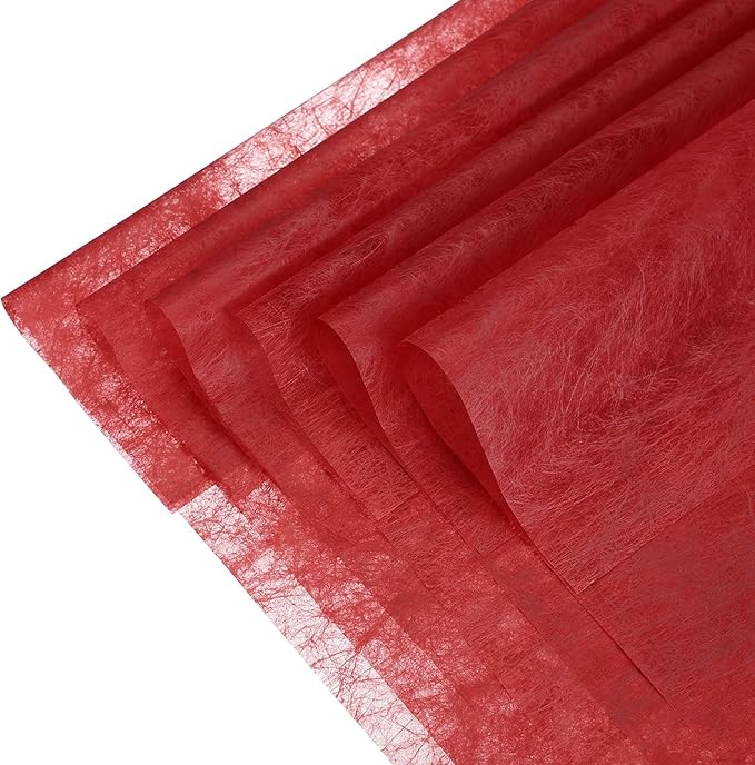 YELARXI Flower Wrapping Paper, Cotton Wrapping Flower Paper, Non-Woven Waterproof Floral Bouquet Wraps - Fitting for (Florist Supplies/Gift) 11.8 x 11.8 Inch & 38 Pack & Red