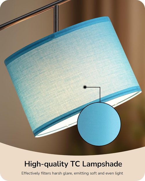 EDISHINE Modern Floor Lamp - 64.7" Minimalist Standing Design with Adjustable Linen Shade & 3 Color Temperatures - Blue