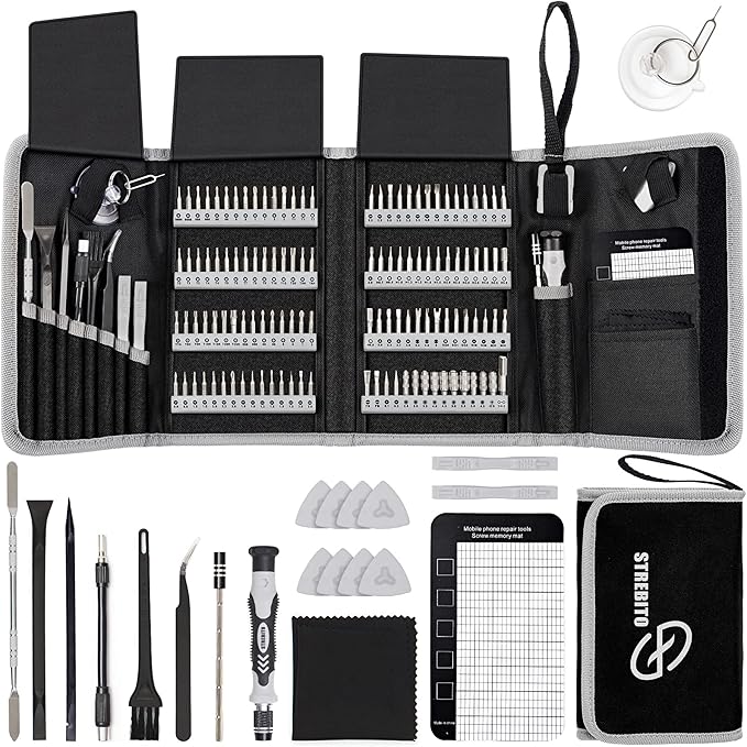 STREBITO Precision Screwdriver Set 142-Piece Computer Tool Kit Magnetic Screwdriver Set Laptop Screwdriver Kit Electronic Repair Kit Tech Toolkit for PC, Phone, Macbook, Nintendo, PS4, Xbox Controller