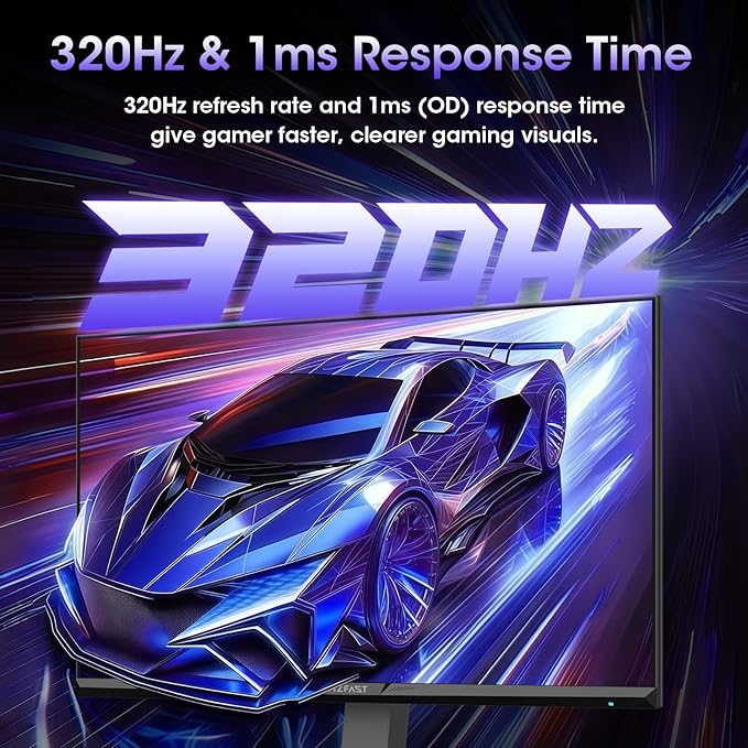 Amzfast 27 Inch Gaming Monitor 320Hz 240Hz WQHD 2560 x 1440p Fast IPS Monitor, 1ms G-SYNC Compatible, HDR400, 135% sRGB, 99% DCI-P3, PIP/PBP, Height Adjustable, HDMI 2.1 x 2&DP 1.4 x 2, G27F6Q MAX