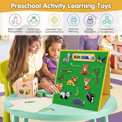 AKAYOK Large Felt Board - 17"x17" Interactive Flannel Board for Toddlers | Visual Learning & Storytelling