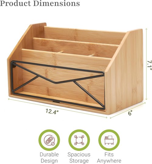 Prosumer's Choice Bamboo Desk Organizer - Natural Wooden Mail & File Storage for Home and Office
