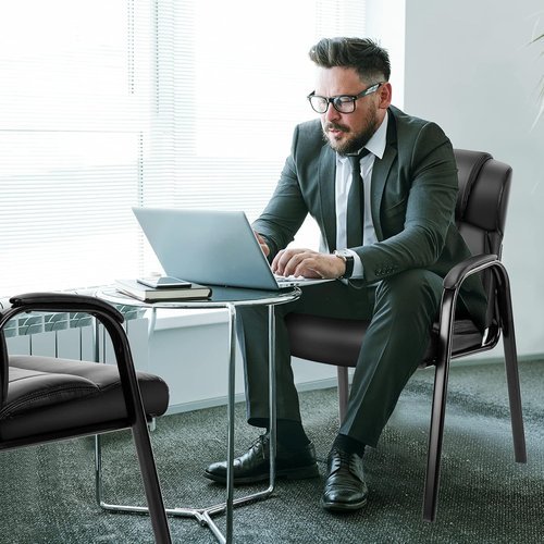 OLIXIS Leather Waiting Room Chairs - Comfortable Office Reception Seating with Padded Arms | Ideal for Clinics & Conferences