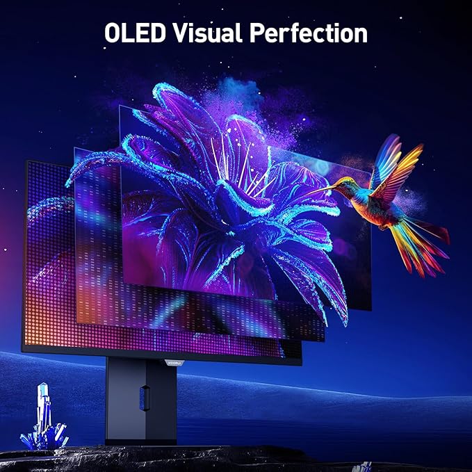 KOORUI 32 Inch 4K OLED Gaming Monitor, UHD 240Hz 0.03ms Computer Monitor, HDR True Black 400, 99% DCI-P3, AdaptiveSync, DisplayPort&HDMI, Tilt/Pivot/Swivel/Height Adjustable, USB Type-C, VESA