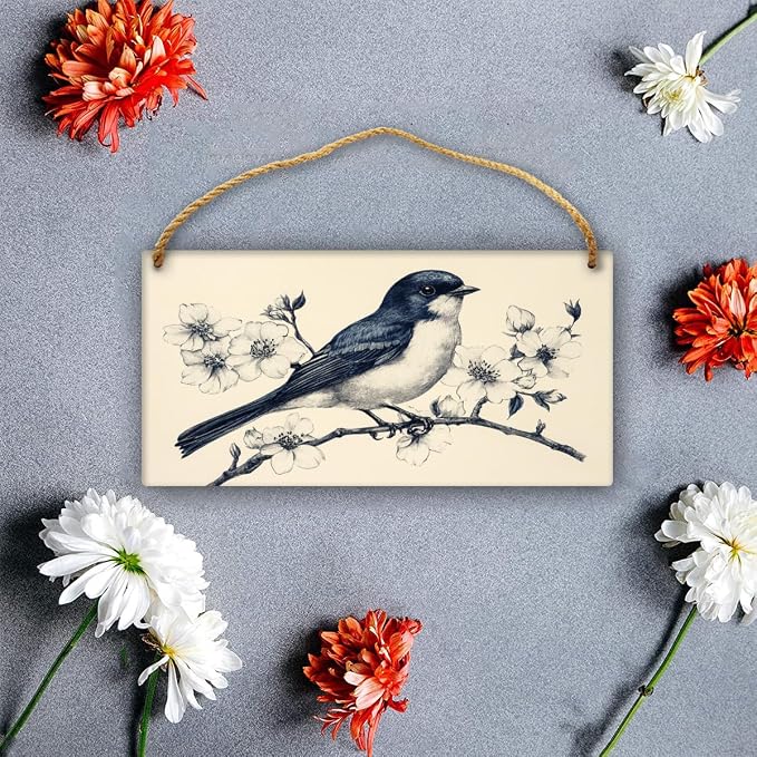 Realistic Bird Art Wooden Sign 12x6 Inch - Traditional Decor for Bird Lovers & Art Admirers, Suitable for Classic styles Living Areas