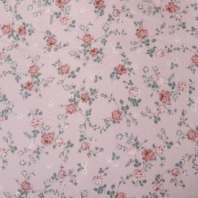 Floral Comforter Set King 3 Pieces Soft Chic Crinkle Gauze Fabric Garden Style Pink Flower Print Botanical Comforter for All Seasons Luxury Warmth Comfy Breathable with 2 Pillowcases