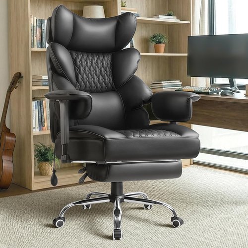 Regine Switzerland Ergonomic Office Chair - Big & Tall Design with Footrest & Lumbar Support | Comfy 155° Recliner