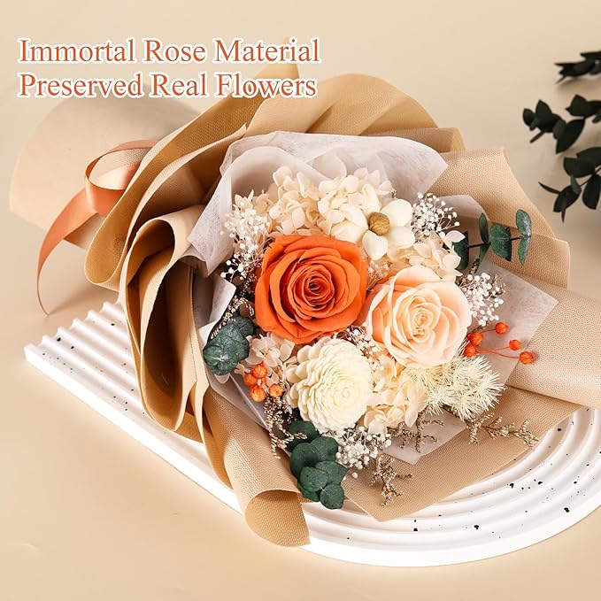 Jtoder Forever Flowers for Delivery, Preserved Flower Bouquets, Long Lasting Pink Roses, Gifts Bouquet for Mother Wife Girlfriend on Festivals Birthday Anniversary
