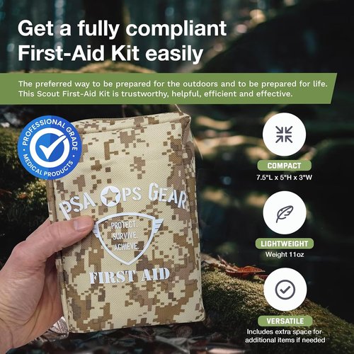 Scout First Aid Kit Plus - Essential IFAK for Camping & Hiking | Compact, Lightweight & Reusable