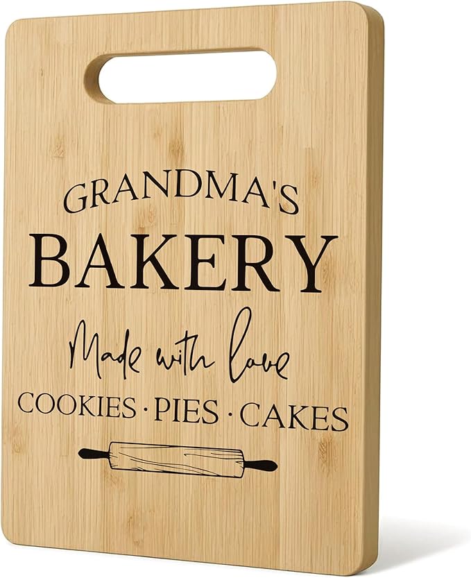 Grandma Cutting Board, Grandma Gifts From Grandkids,Mother's Day Kitchen Gifts for Mom from Daughters Sons Kids, Grandma's Kitchen Decorative Bamboo Cutting Board