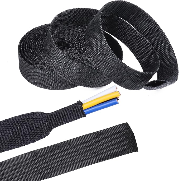 2 in 1 Heat Shrink Braided Sleeving Fabric Tubing-Ideal fit Irregular Shape Hose/Cable/Wire (1/2"(12mm), 14FT)