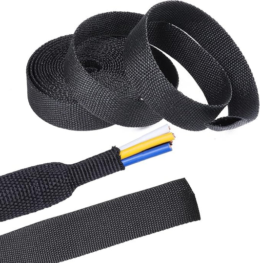 2 in 1 Heat Shrink Braided Sleeving Fabric Tubing-Ideal fit Irregular Shape Hose/Cable/Wire (1/2"(12mm), 14FT)