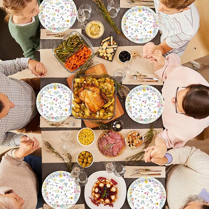 40 Pcs Wildflower Plates and Napkins Party Supplies, Spring Floral Paper Plates and Napkins Disposable Tableware Set for Picnic Wedding Birthday Baby Shower Tea Party Serve 20 (Wildflower)
