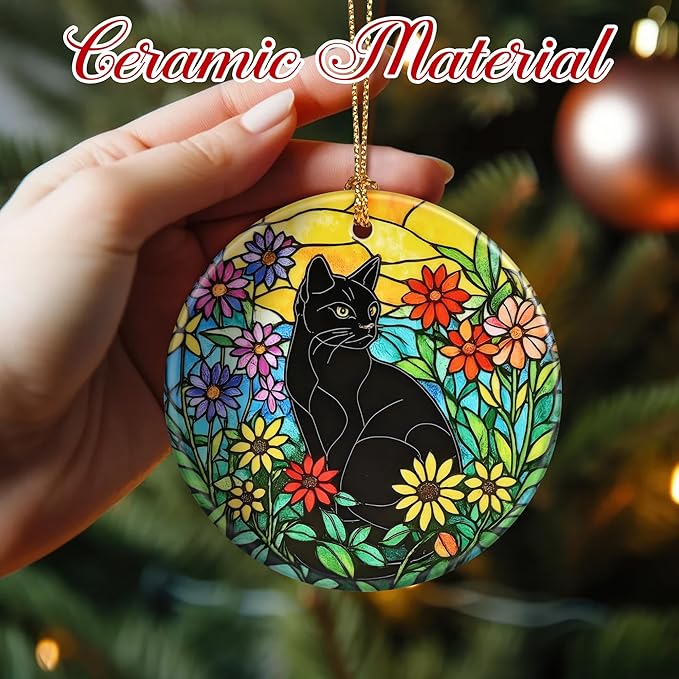 Christmas Ornaments: Christmas Tree Decorations, Black Cat Holiday Decor, Stocking Stuffers, Gift Ideas, Xmas Gifts & Gifts for Cat Lover