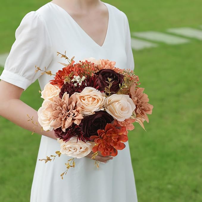 Artificial Flowers Combo, Fake Flowers for DIY Tables Centerpieces Baby Shower Bridal Shower Wedding Bouquet Arrangements Party Candle Holder Cake Decor Flower Home Decorations