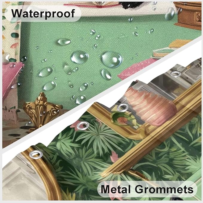 Funny Cat Shower Curtain Cute Kitten Taking Bath Shower Curtains for Bathroom Waterproof Fabric Bath Curtain Decor with Hooks