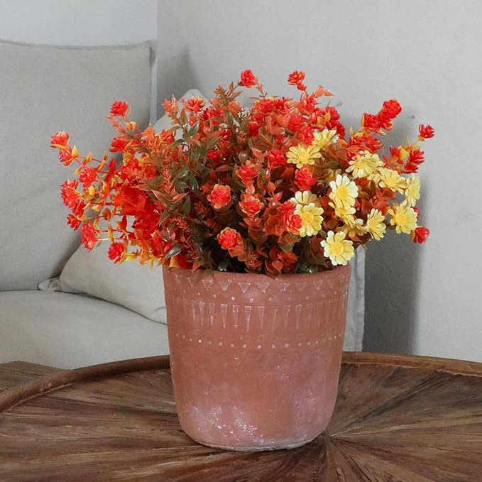 16 Bundles Artificial Plants Outdoor Fake Fall Flowers Mums for Garden Decor for Window Garden Office Patio Hanging Planter Pathway Front Porch (Mixed)