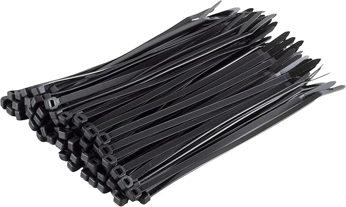 GTSE 8 Inch black Zip Ties, Saddle Mounts and Self Tapping Screws Set, 100 Pack Cable Ties, 50lb Strength, UV Resistant Strong Self-Locking Tie Wraps