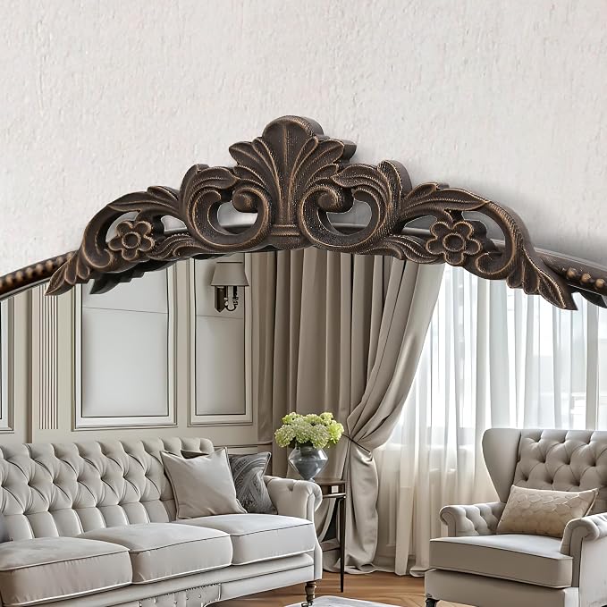Micasso Vintage Arch Bronze Mirror: 31"x 19" French Baroque Antique Mirror - Traditional Ornate Decorative for Wall/Bathroom/Entryway/Hallway - Home Decor for Living Room