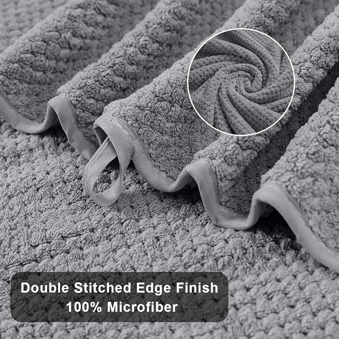 Hand Towels Set 2 Pack-16“x31”,Ultra Soft Microfibers Bathroom Towel Set Highly Absorbent Quick Dry Luxury Premium Towel Lightweight Durable Hand Towel Collection for Hotel Spa Gym Kitchen,Grey