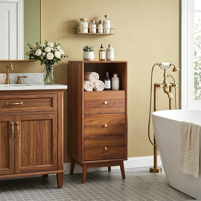 Bifins Tall Bathroom Cabinet with 3 Drawers, 37.6 Inch Narrow Bathroom Storage Tower for Bathroom Living Room Laundry