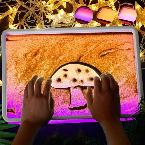 Skiennix 16" Portable Sand Painting Light Box - Bright LED Drawing Table with 3 Color Modes & 10 Levels for Kids, Adults, Autism Therapy (Purple)