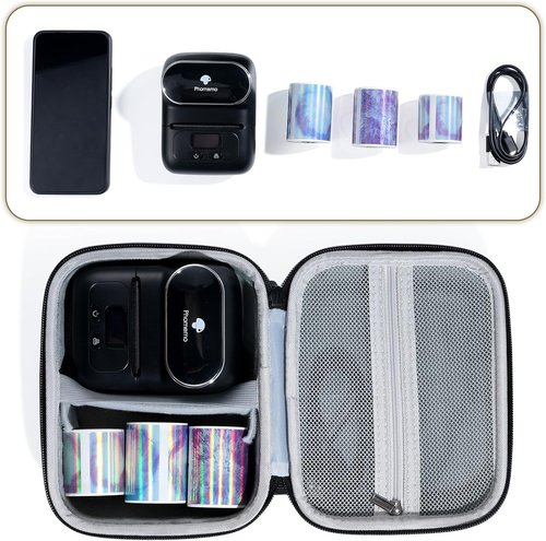 Phomemo Waterproof & Shockproof Case for M110/M220/M250/M221/M108 Label Makers | Portable Oxford Fabric Storage Bag in Black