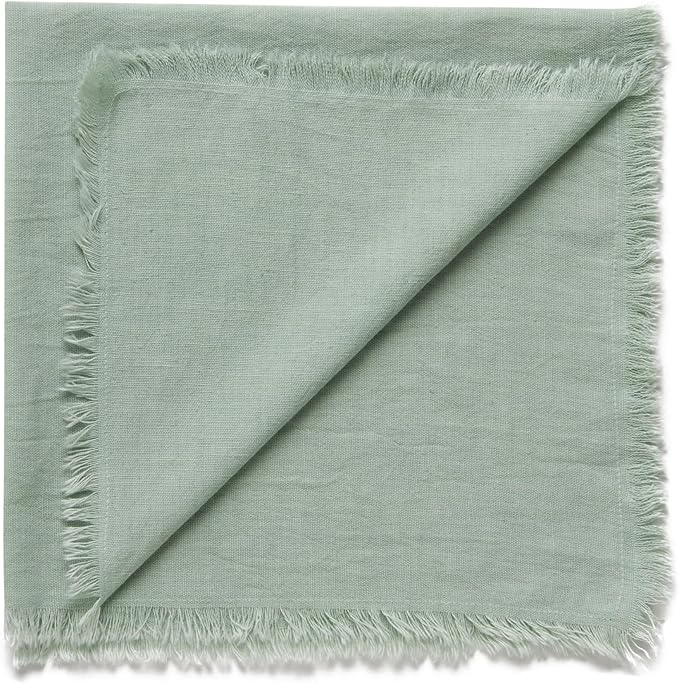 ACCENTHOME Teal Cotton Linen Napkin Set of 12 18x18 inch Dinner Napkins - Washable Soft Premium Hotel Quality Reusable Hemmed Edges Napkins Perfect Table Linens for Family Dinners, Weddings