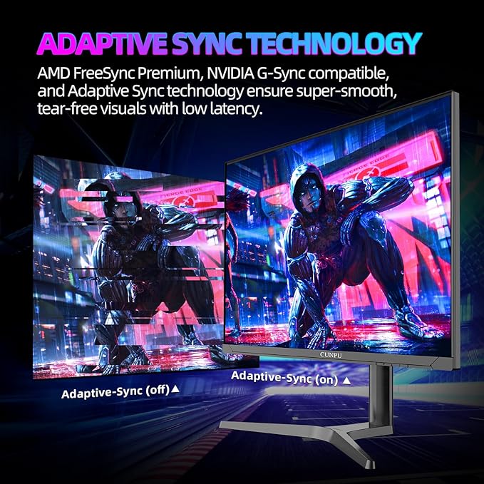 32 Inch Gaming Monitor QHD (2560 x 1440) 2K IPS Panel, 165Hz, 1ms GTG, sRGB 100%,Freesync, HDR10, VESA Mountable,Displayport, HDMI, Height/Tilt/Swivel/Pivot Adjustment, PC Monitor for Gamers