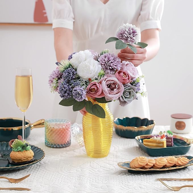 Artificial Flowers Combo, Fake Flowers for DIY Tables Centerpieces Baby Shower Bridal Shower Wedding Bouquet Arrangements Party Candle Holder Cake Decor Flower Home Decorations