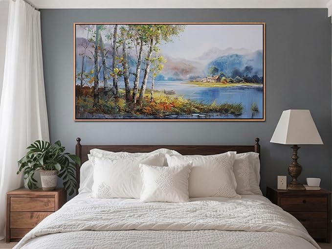 Arjun Framed Forest Picture for Living Room, Wall Art for Bedroom Nature Painting Wall Decor, Extra Large Artwork Office Home Dining Room 58"x29"