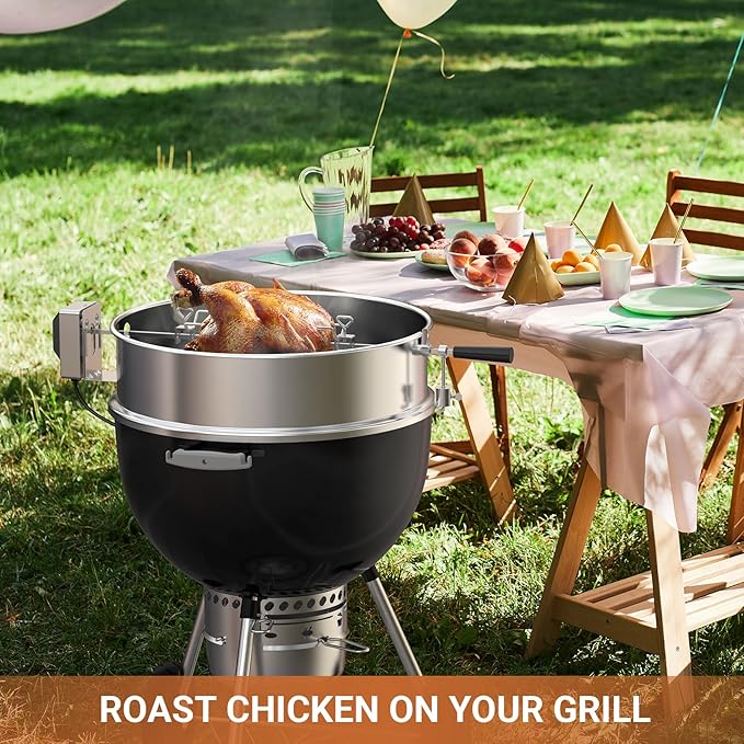 Onlyfire Stainless Steel Rotisserie Ring Kit Barbecue Accessories for Weber 22" Kettle Grill and Other Similar Size Grills