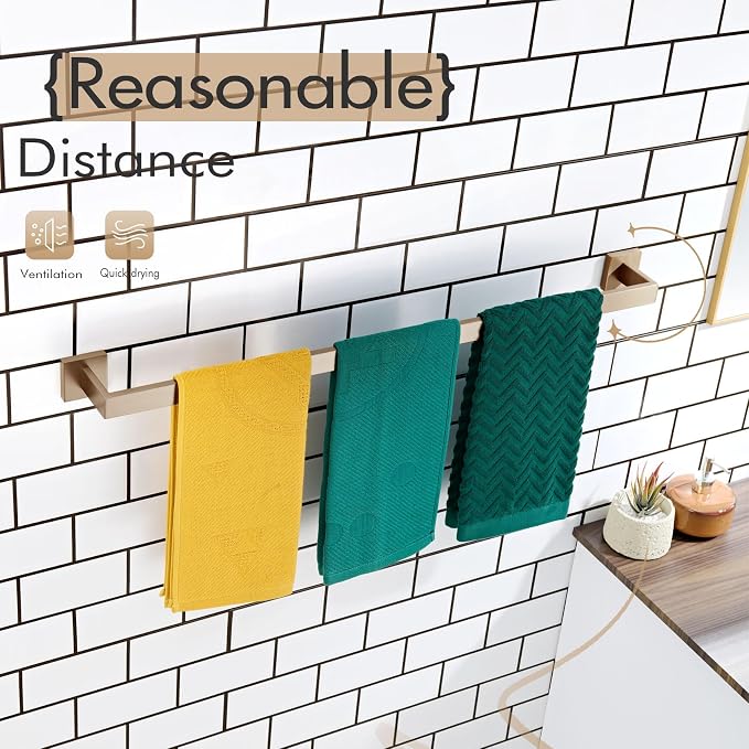KOKOSIRI 36-Inch Towel Bars for Bathroom Kitchen Towels Holder Wall Mount SUS304 Stainless Steel Towel Rack, Champagne Bronze B4003CPG-L36