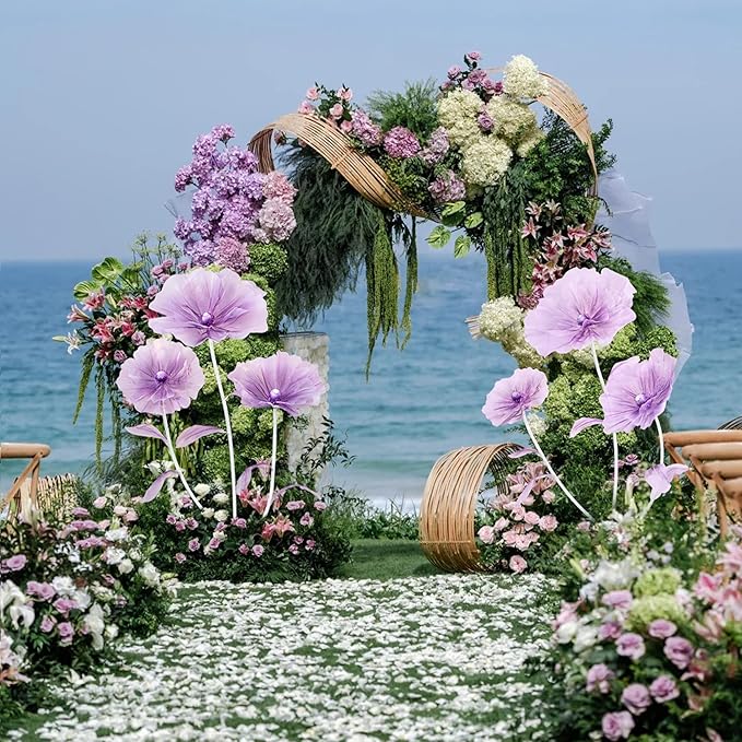 Giant Flowers for Decoration - Floral Decorations with Stand for Flower Backdrop Baby Shower Birthday Party Window Display Home Decor Props -Purple