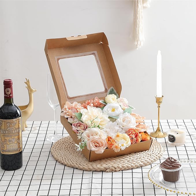 Artificial Flowers Combo, Fake Flowers for DIY Tables Centerpieces Baby Shower Bridal Shower Wedding Bouquet Arrangements Party Candle Holder Cake Decor Flower Home Decorations